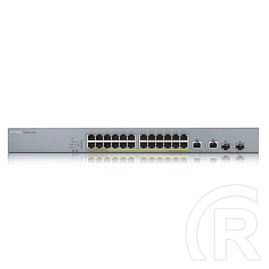 ZYXEL GS1350-26HP 24-port Gigabit rack switch (menedzselhető, 24x PoE, 2x Gigabit kombó SFP, 375W PoE)
