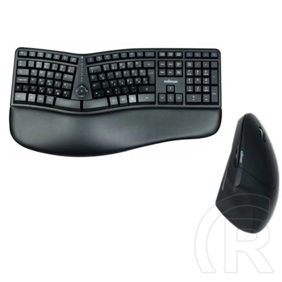 Zalman ZM-K690M ergonomikus vezeték nélküli billentyűzet + egér (HU, fekete, type usb-b)