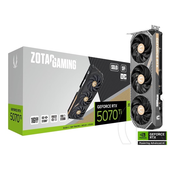 Zotac GeForce RTX 5070 Ti Solid SFF OC VGA (PCIe 5.0, 16 GB GDDR7, 256 bit, 3xDP+HDMI)