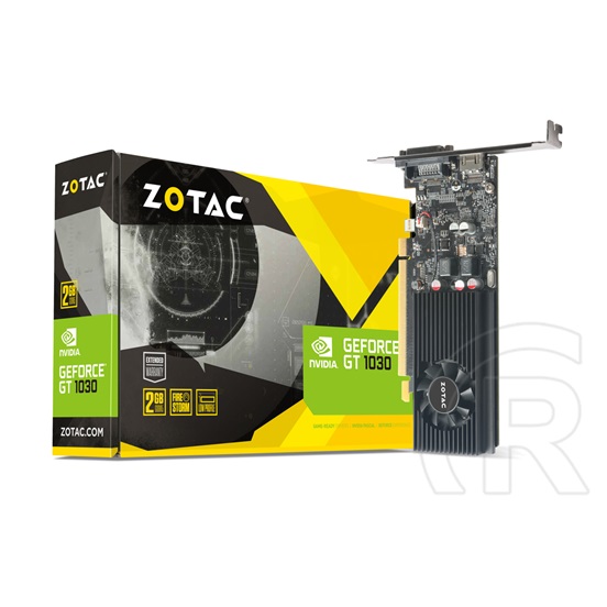 Zotac nVidia GF GT 1030 Low Profile VGA (PCIe 3.0, 2 GB DDR5, 64 bit, HDMI+DVI, aktív hűtő)