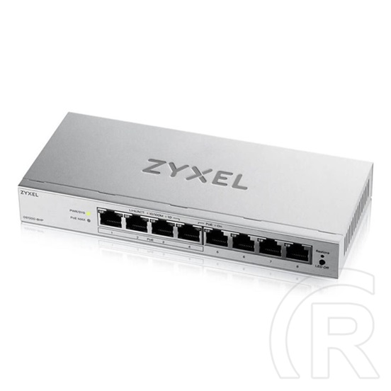 Zyxel GS1200-8HPV3 switch (8x 10/100/1000, 4x PoE+, fém, asztali, 60W PoE)