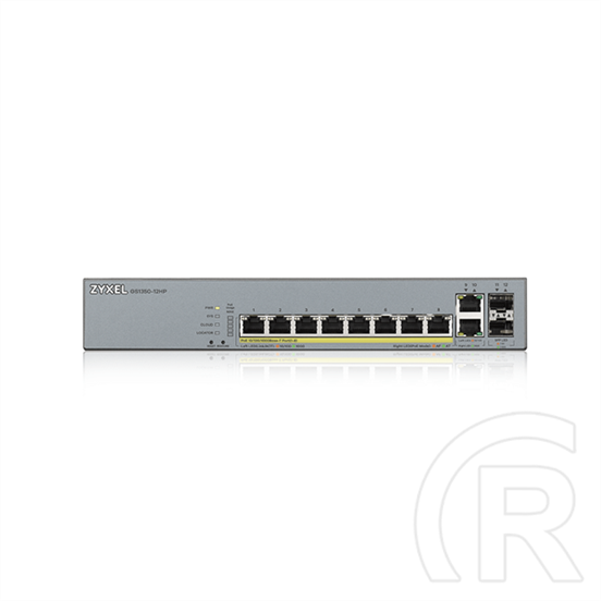 Zyxel GS1350-12HP switch (10x1Gbps, 8x PoE, 2x SFP, menedzselhető, rackes, 130W)