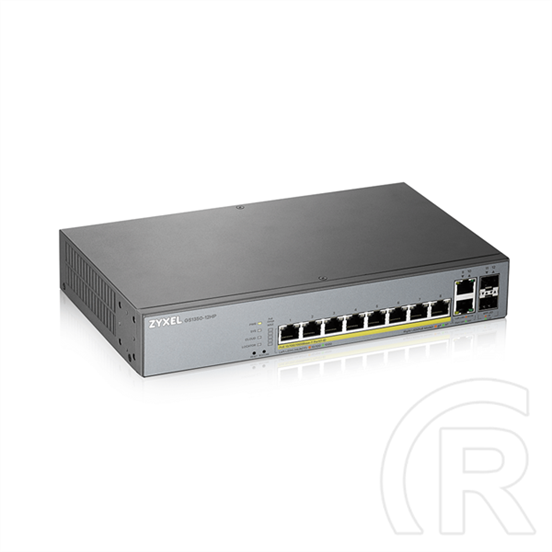 Zyxel GS1350-12HP switch (10x1Gbps, 8x PoE, 2x SFP, menedzselhető, rackes, 130W)