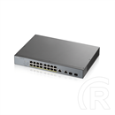 Zyxel GS1350-18HP 18-Port Gigabit switch (16x PoE, 250W, 2x Gigabit SFP kombó, menedzselhető, rackbe szerelhető)