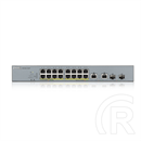 Zyxel GS1350-18HP 18-Port Gigabit switch (16x PoE, 250W, 2x Gigabit SFP kombó, menedzselhető, rackbe szerelhető)