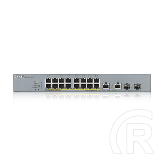 Zyxel GS1350-18HP 18-Port Gigabit switch (16x PoE, 250W, 2x Gigabit SFP kombó, menedzselhető, rackbe szerelhető)
