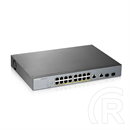 Zyxel GS1350-18HP 18-Port Gigabit switch (16x PoE, 250W, 2x Gigabit SFP kombó, menedzselhető, rackbe szerelhető)