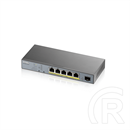 Zyxel GS1350-6HP 6-port Gigabit Smart menedzselt PoE switch (5x1000Mbps, 1x Gigabit SFP, PoE 60W)