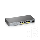 Zyxel GS1350-6HP 6-port Gigabit Smart menedzselt PoE switch (5x1000Mbps, 1x Gigabit SFP, PoE 60W)