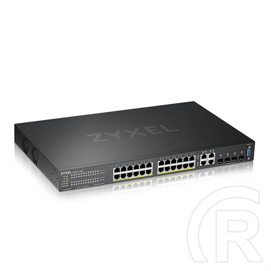 Zyxel GS2220-28HP 24-port Gigabit switch (24x PoE, 4x GbE kombó SFP, menedzselhető, rack, 375W PoE)