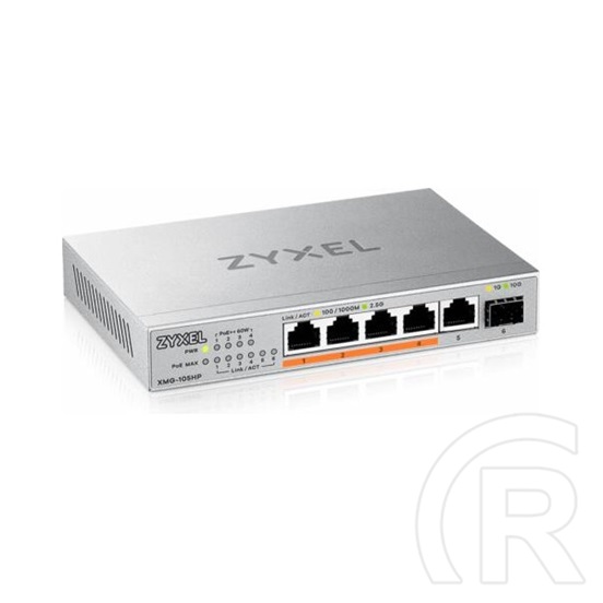 Zyxel XMG-105HP-EU0101F 5-port 2,5Gbps switch (4x PoE++ 60W, PoE összteljesítmény 70W, 1x SFP+ 10G, fémházas, asztali, v