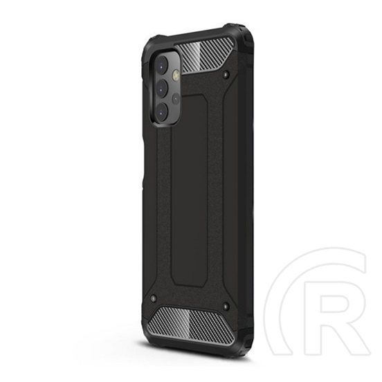 műanyag telefonvédő (közepesen ütésálló, Samsung Galaxy A32 (SM-A326) szilikon belső, fémhatás) fekete